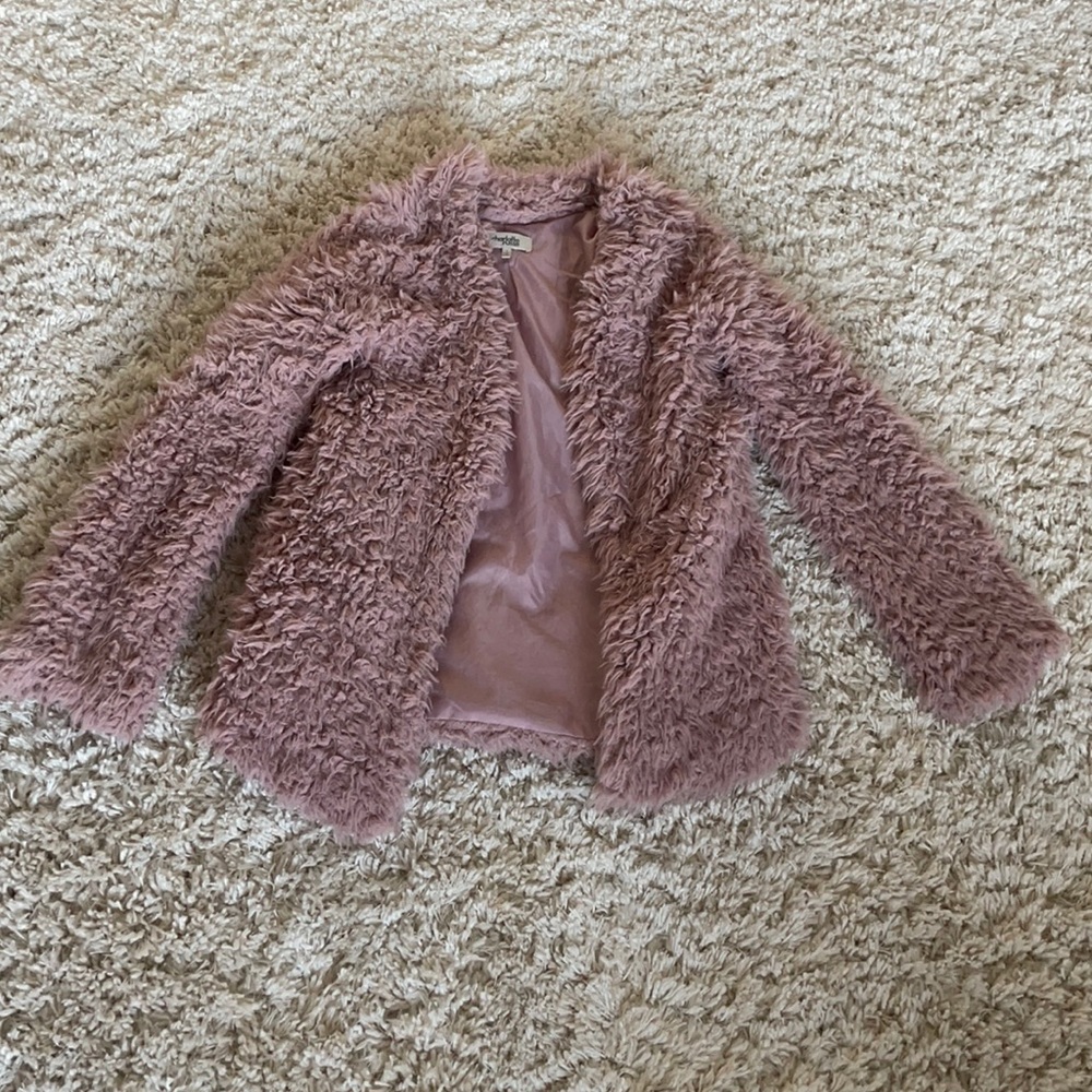 Pink fluffy fur jacket